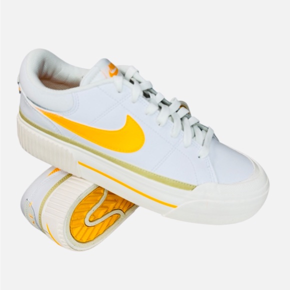 Nike Women's White & Yellow Platform Sneakers - Picture 11 of 13